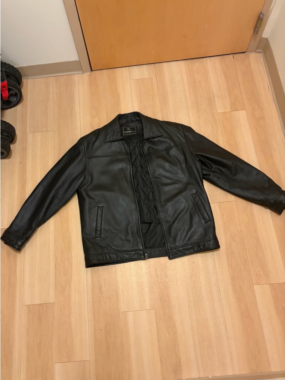 Men's Black Leather Performance Jacket with Quilted Liner
